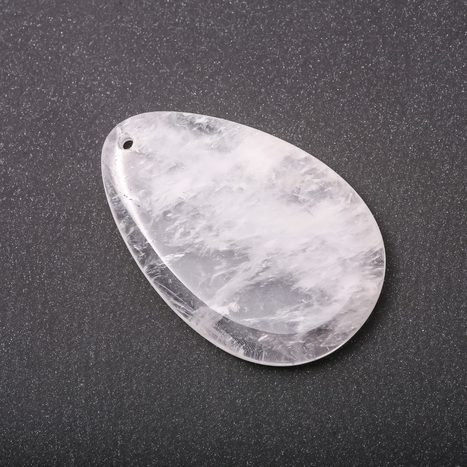 Teardrop Pendant White Quartz 55x35mm (+-)