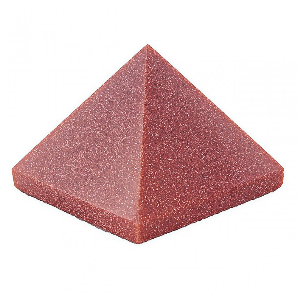 Aventurine Stone Pyramid Souvenir 'Golden Sand' pressed, height 3.6 cm, width 3.0 cm