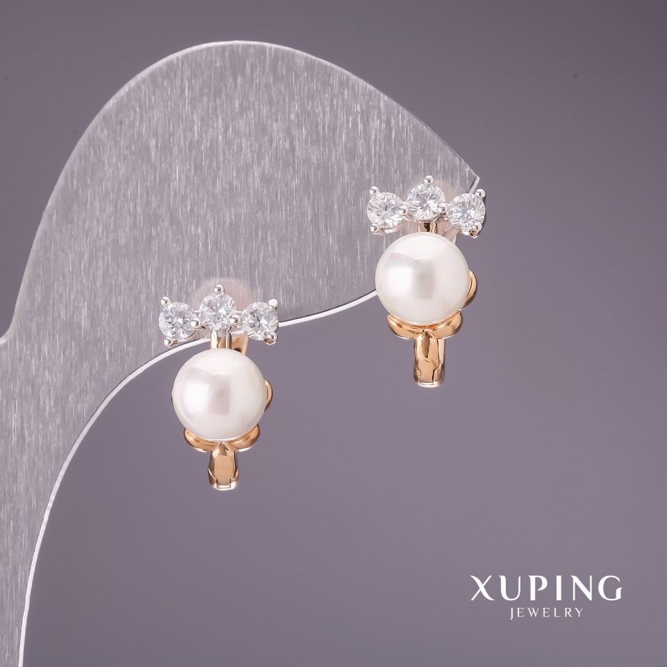 Xuping Pearl Earrings 'Majorca' 16x10mm 18K Gold-Plated