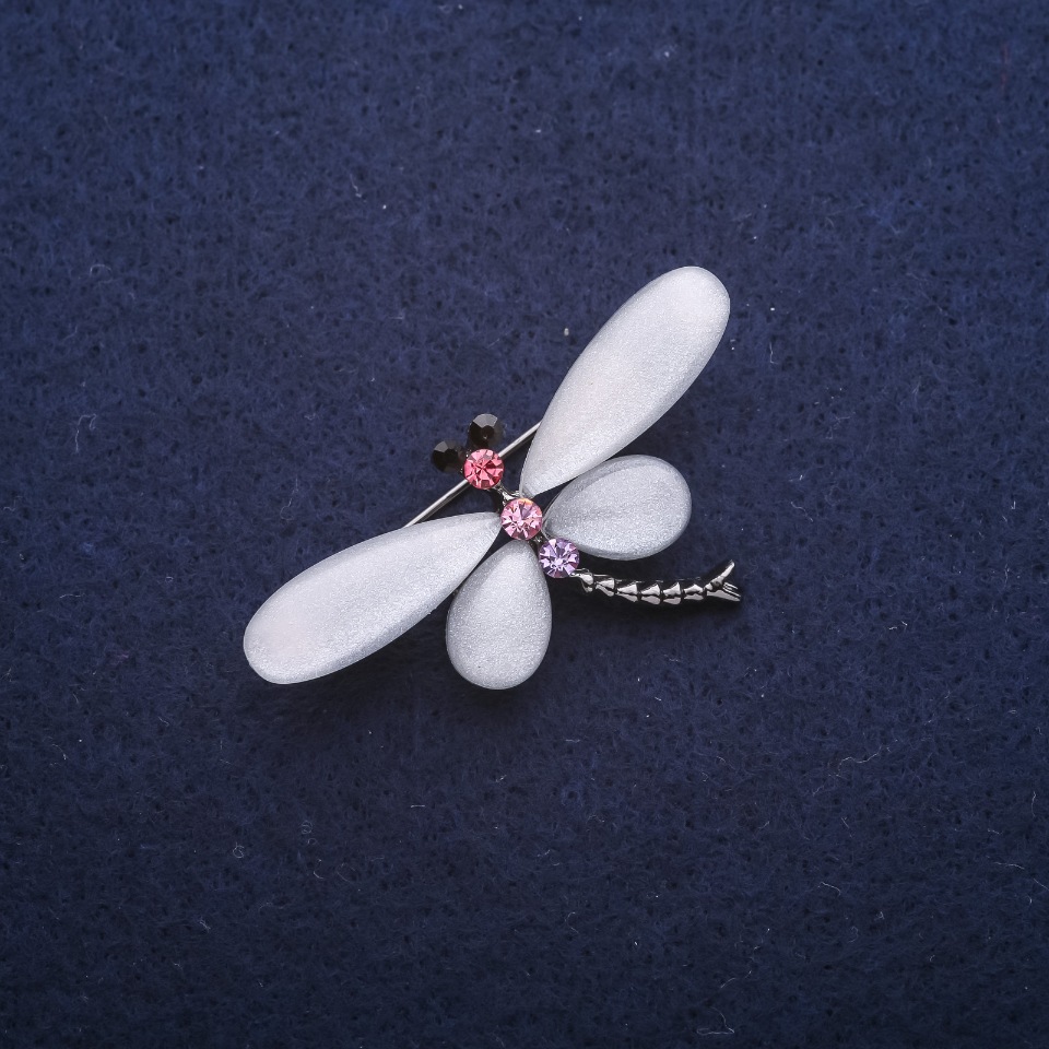 White Dragonfly Brooch 45x25 mm