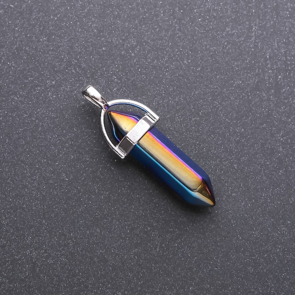 Hexagonal Pendant Blue 'Gasoline' 8x35x40 mm