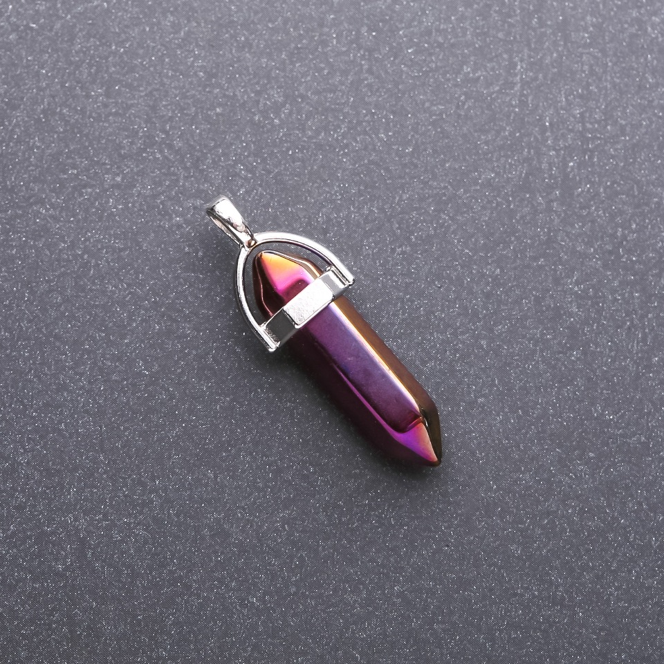 Hexagonal pendant purple 'Gasoline' 8x35x40mm