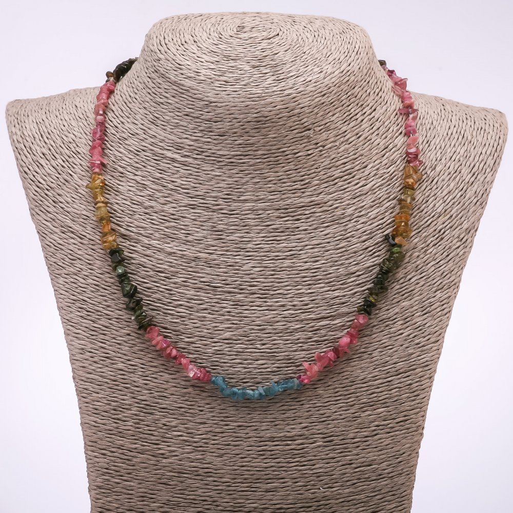 Tourmaline necklace with natural gemstone chips, 7×3 mm diameter, length 45 cm+-