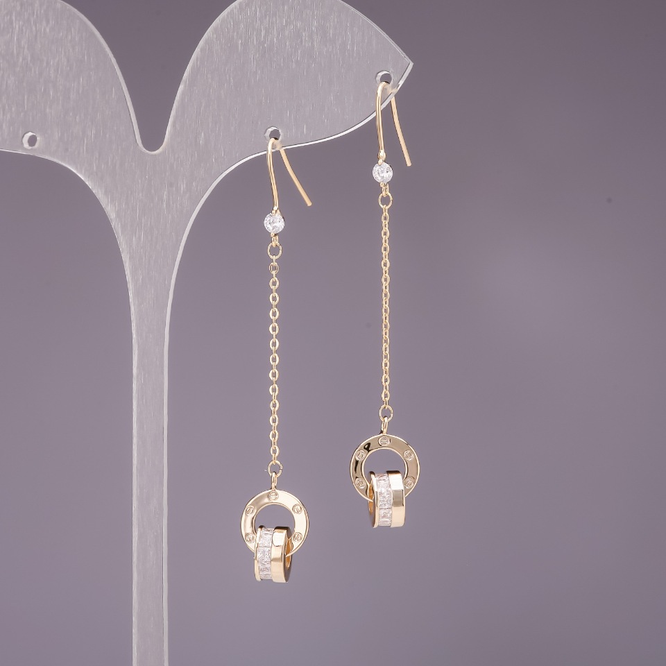 Gold-tone drop earrings 4x60mm