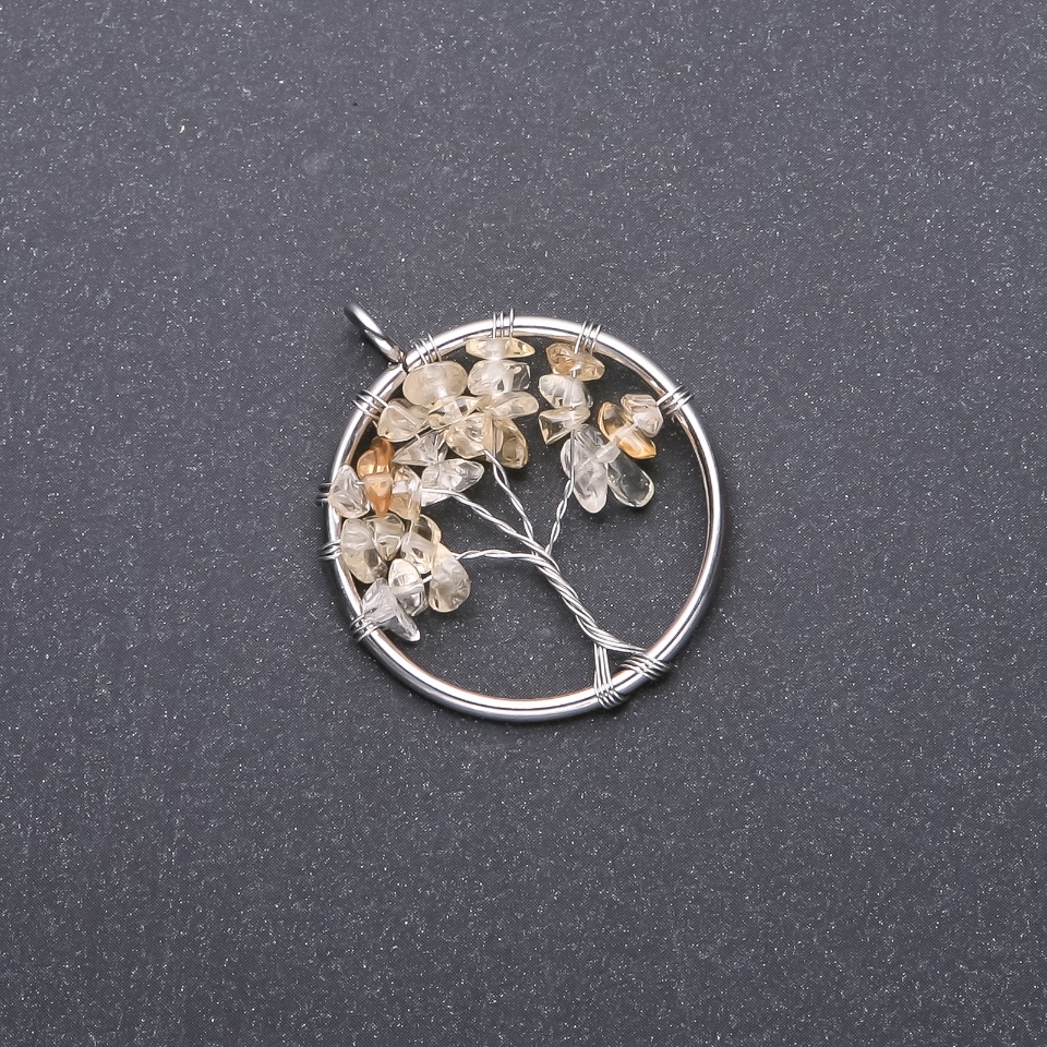 Citrine Tree of Happiness Pendant, 30mm diameter