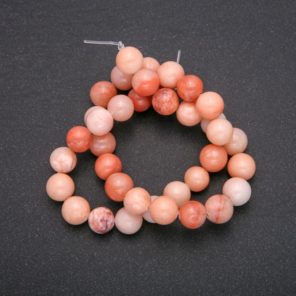Synthetic Selenite Beads, Smooth Round Balls, 10 mm Diameter, 38 cm Length