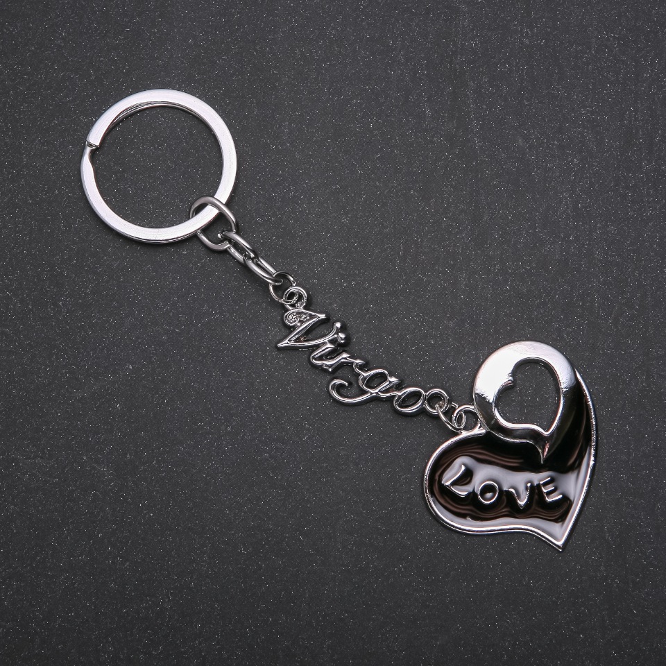 Heart Keychain, Silver Metal, 120 mm Long