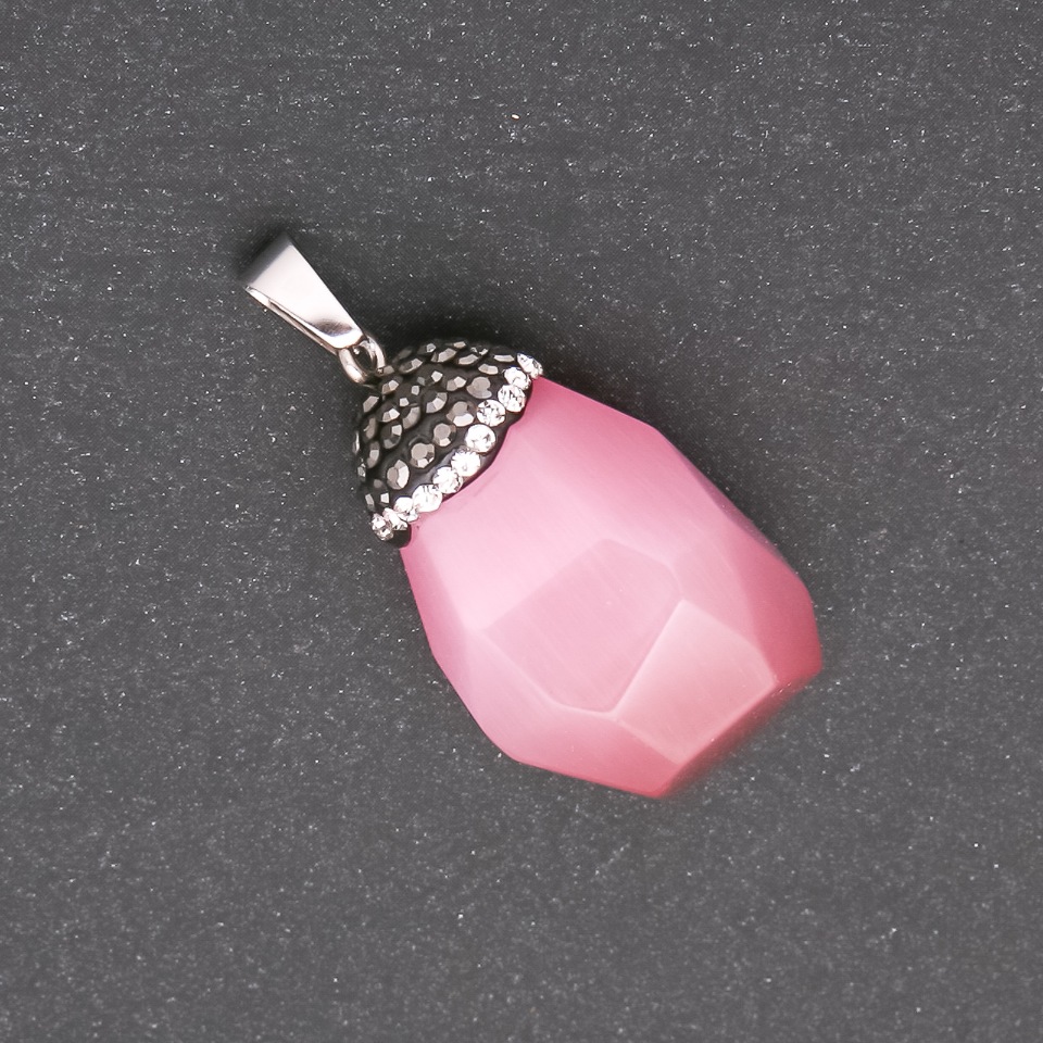 Pendant \"Acorn\" from Pink Cat's Eye Stone 32×20 mm (±)