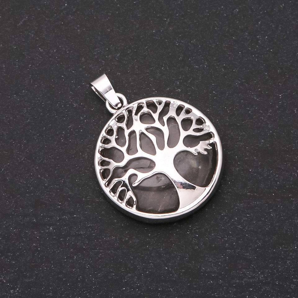 Crystal pendant in a bezel 'Tree', diameter 27mm