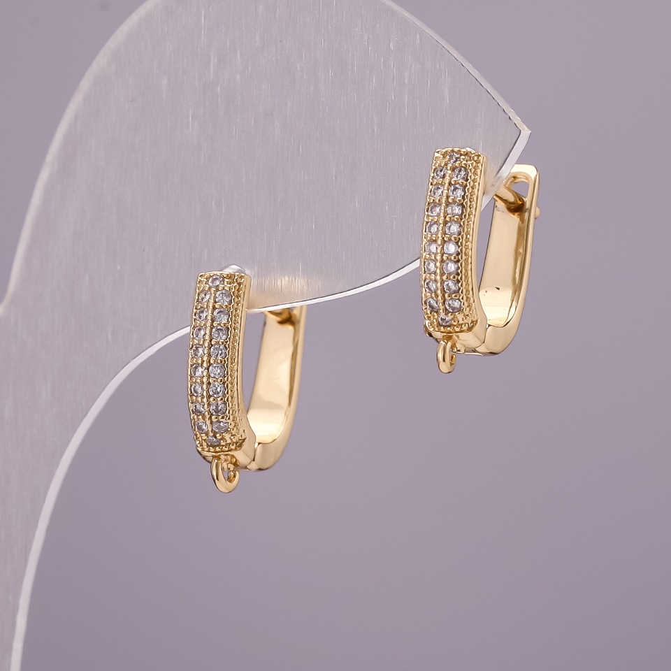 Earring hooks with crystals in yellow metal 15×13×4 mm pair