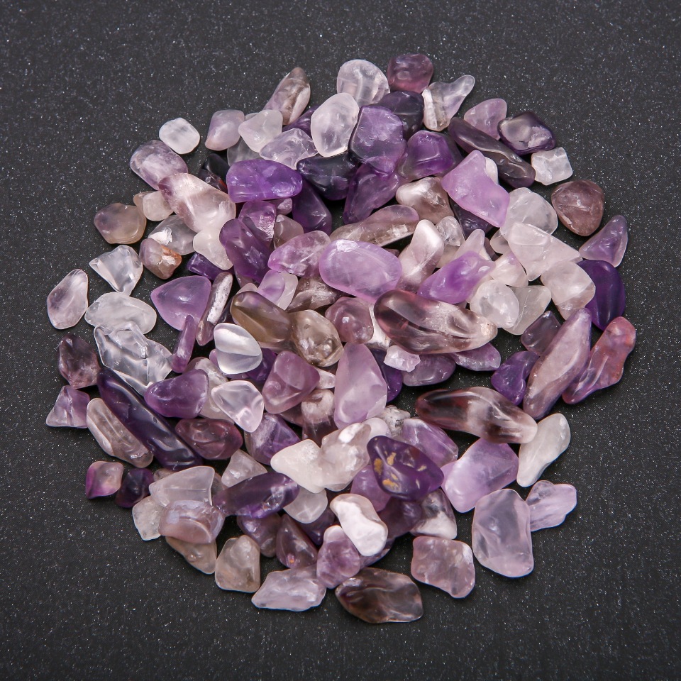 Findings: Amethyst stone chip without hole, d 3×6-7×15 mm, ±100 g