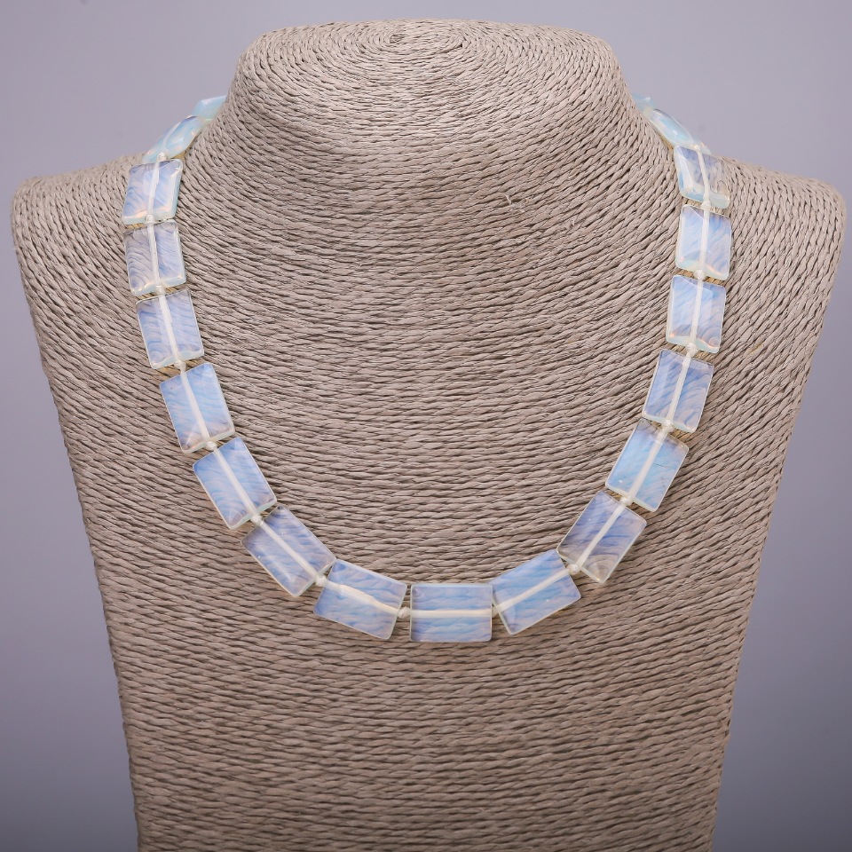 Rectangle Moonstone Necklace, 13×18 mm, length 45 cm