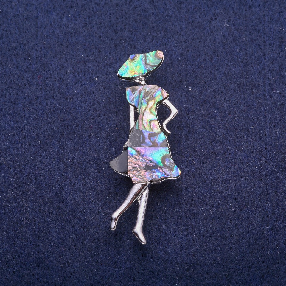 Brooch 'Madam' with Halite, silver-tone metal 18x50 mm