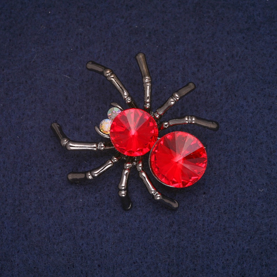 Brooch 'Spider with Red Crystal'