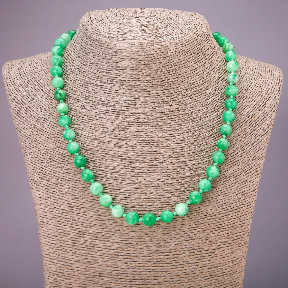 Amazonite Necklace (synthetic) smooth bead, diameter 8(±)mm, length 48 cm