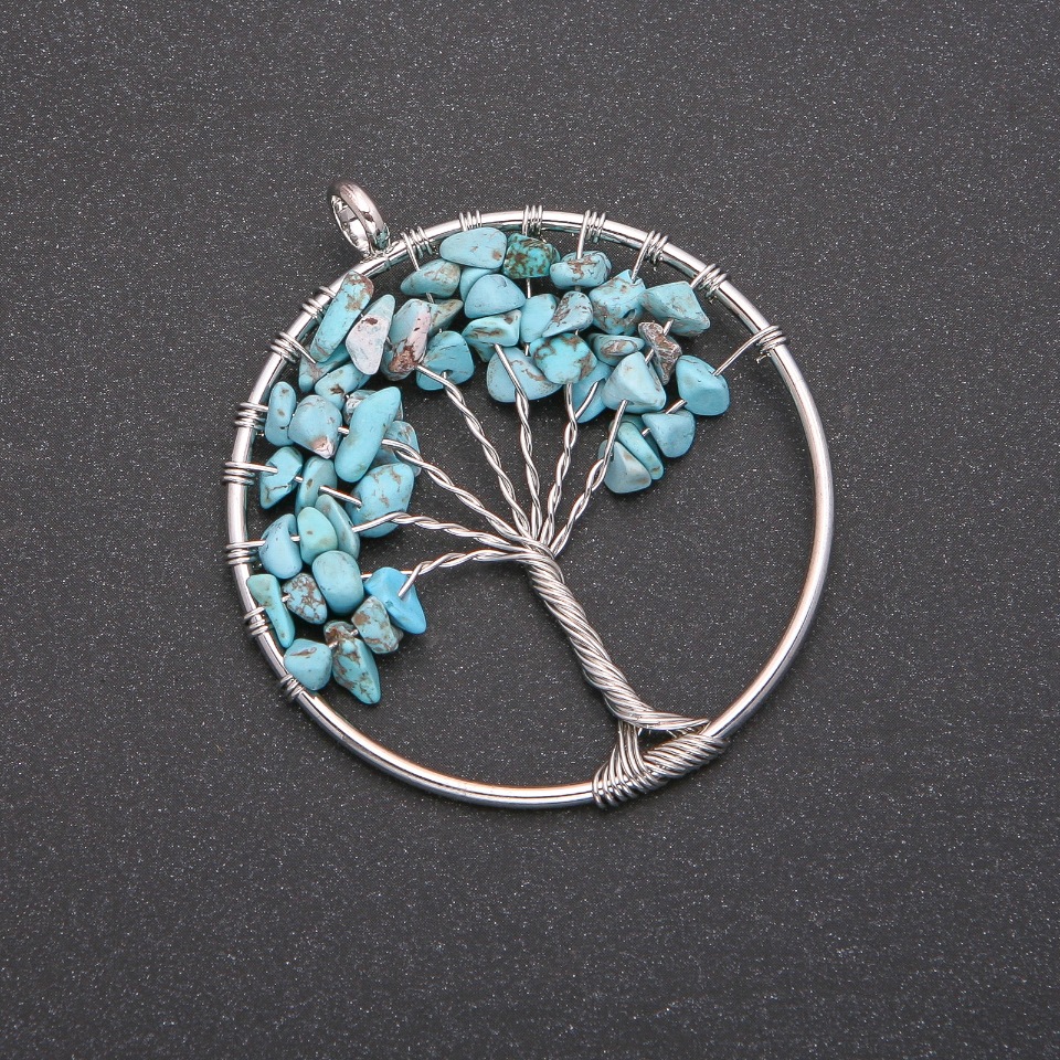 Pendant 'Tree of Happiness' with Turquoise, 50mm diameter