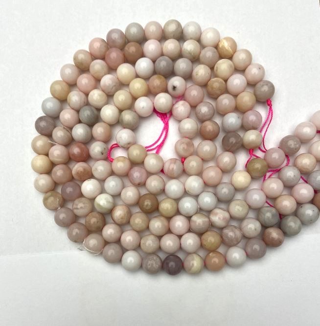 Natural Stone Beads Pink Opal, Smooth Round Bead, 10 mm Diameter, 38 cm Length