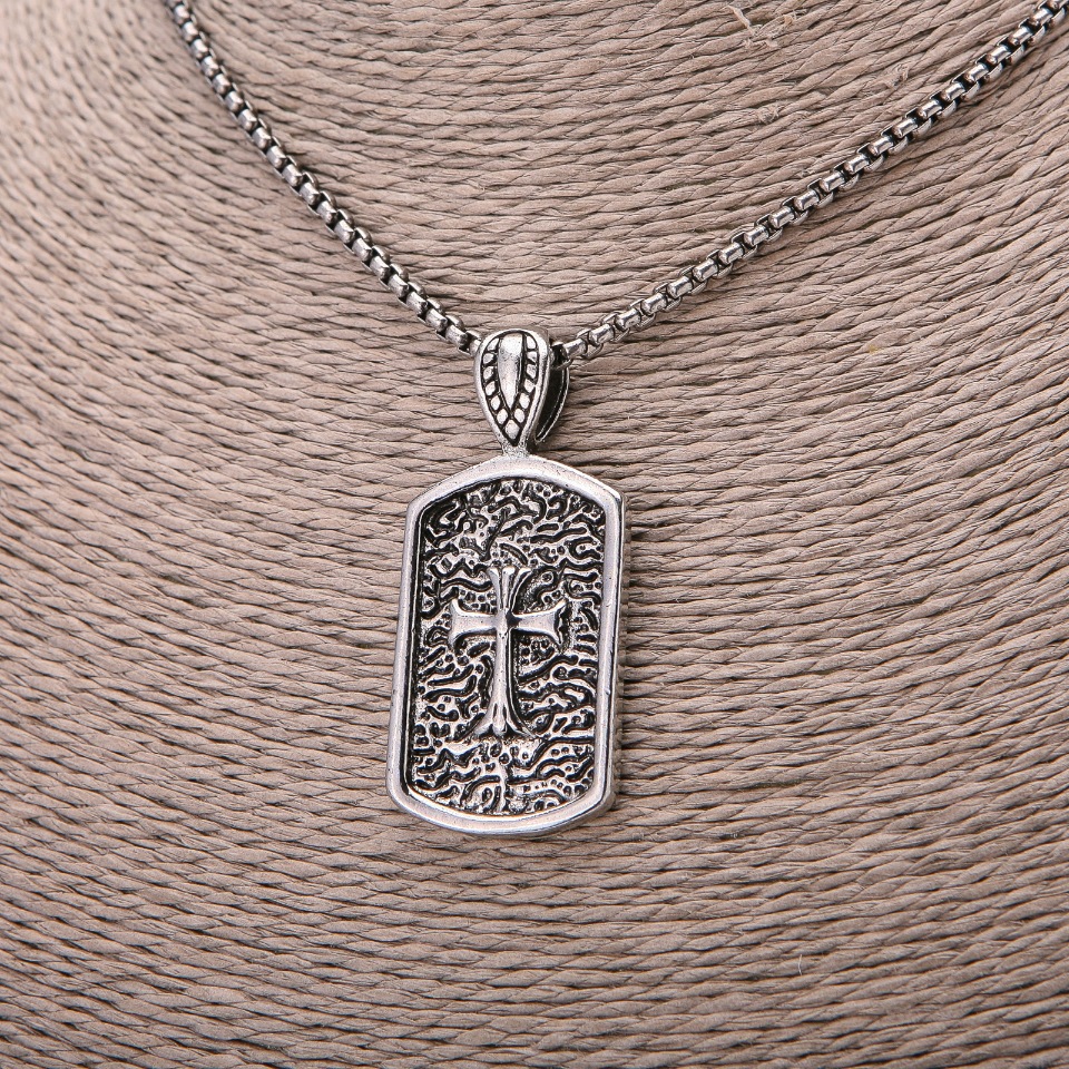 Pendant Cross 23×51 mm on a chain, chain length 65 cm, Silver