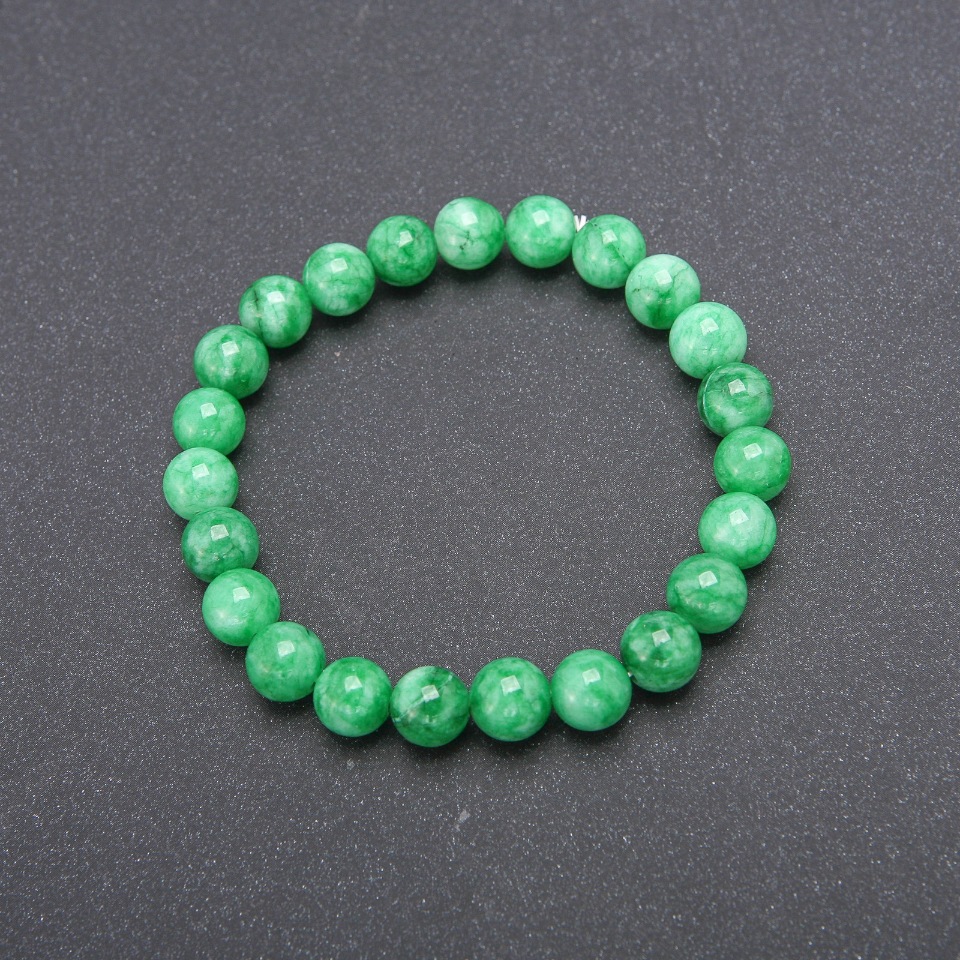 Chrysoprase bead bracelet, synthetic, on elastic, smooth round beads, 8 mm diameter, 18 cm circumference