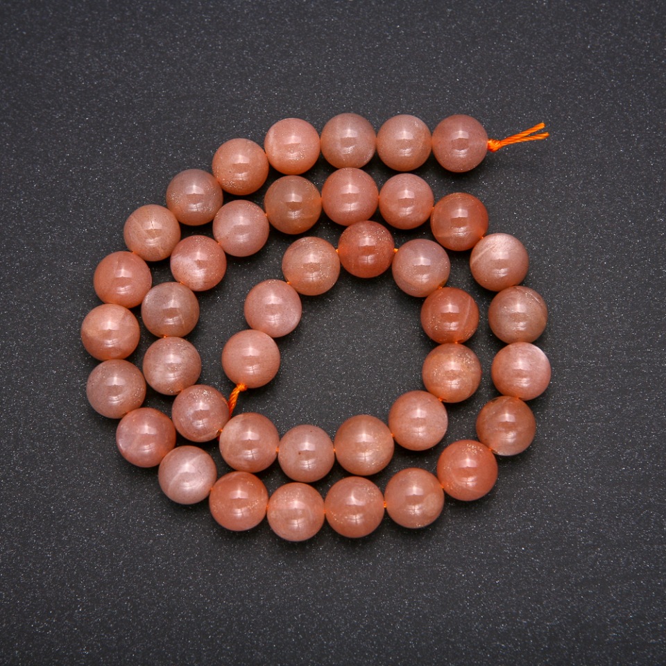 Natural Stone Selenite Beads, Smooth Spheres, 10 mm Diameter, 38 cm Length