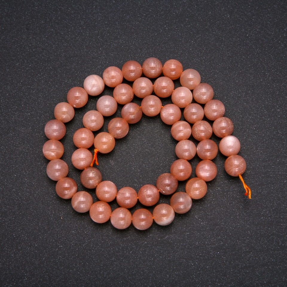 Natural Selenite Beads, Smooth Round Balls, 8 mm Diameter, 38 cm Length