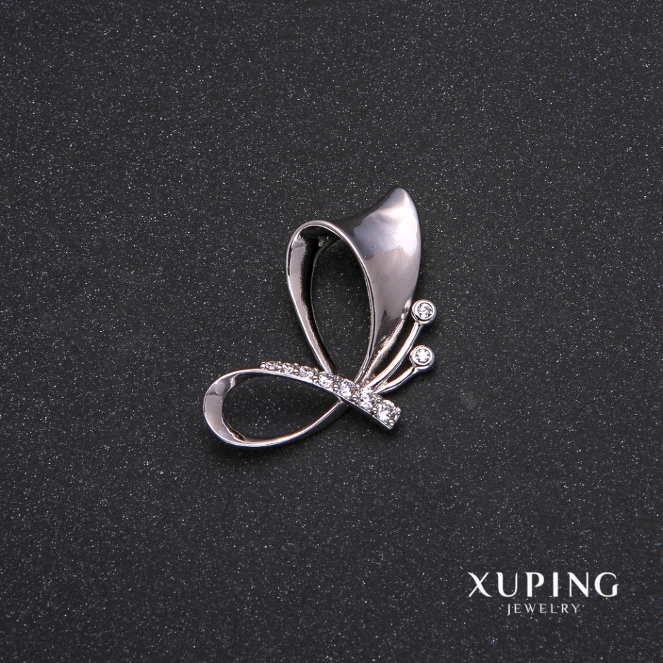 Xuping Pendant with White Stones 18x33mm Rhodium