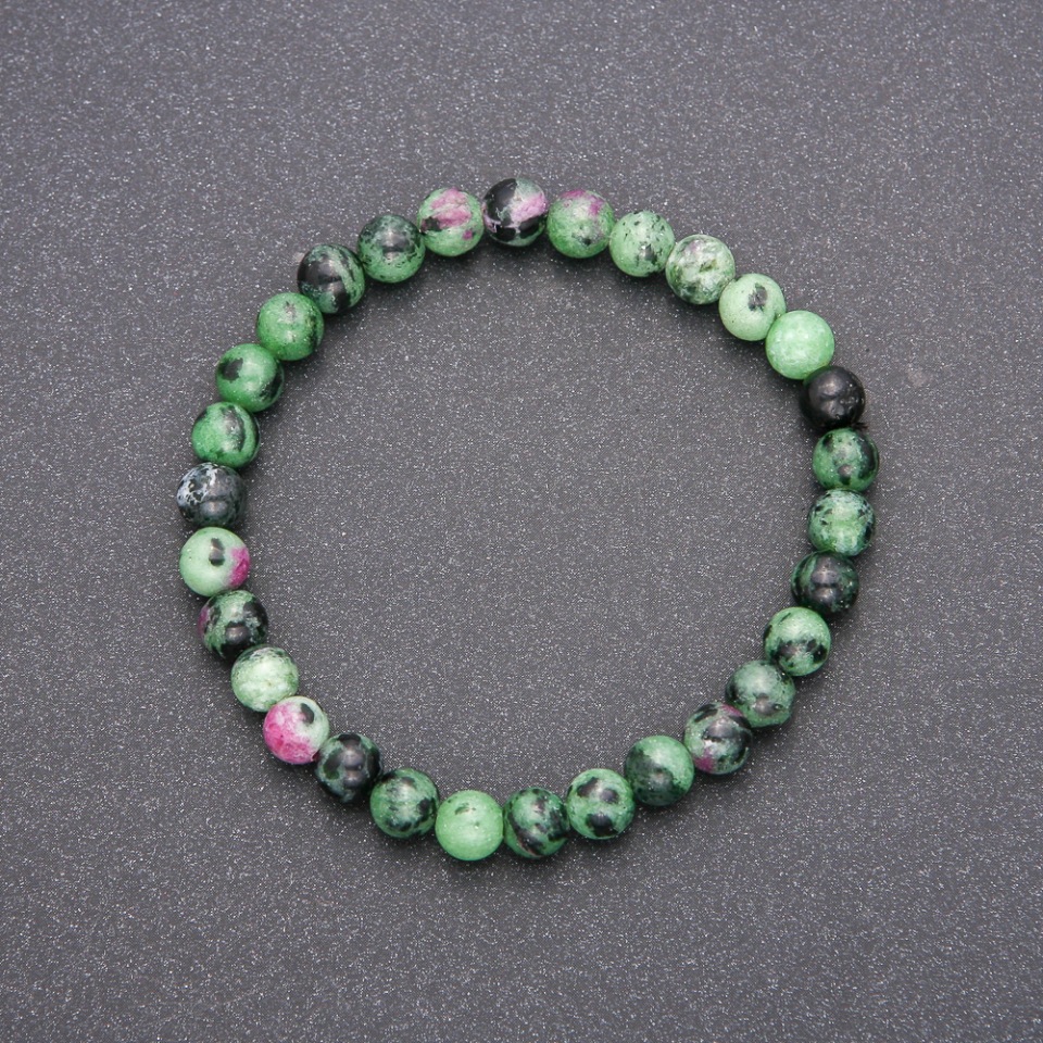 Zoisite natural stone bracelet on elastic, smooth bead, diameter 6(±)mm, circumference 18 cm