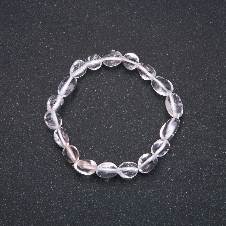 Bracelet made from natural mountain crystal on elastic cord, 9x11 mm (±) size, circumference 18 cm