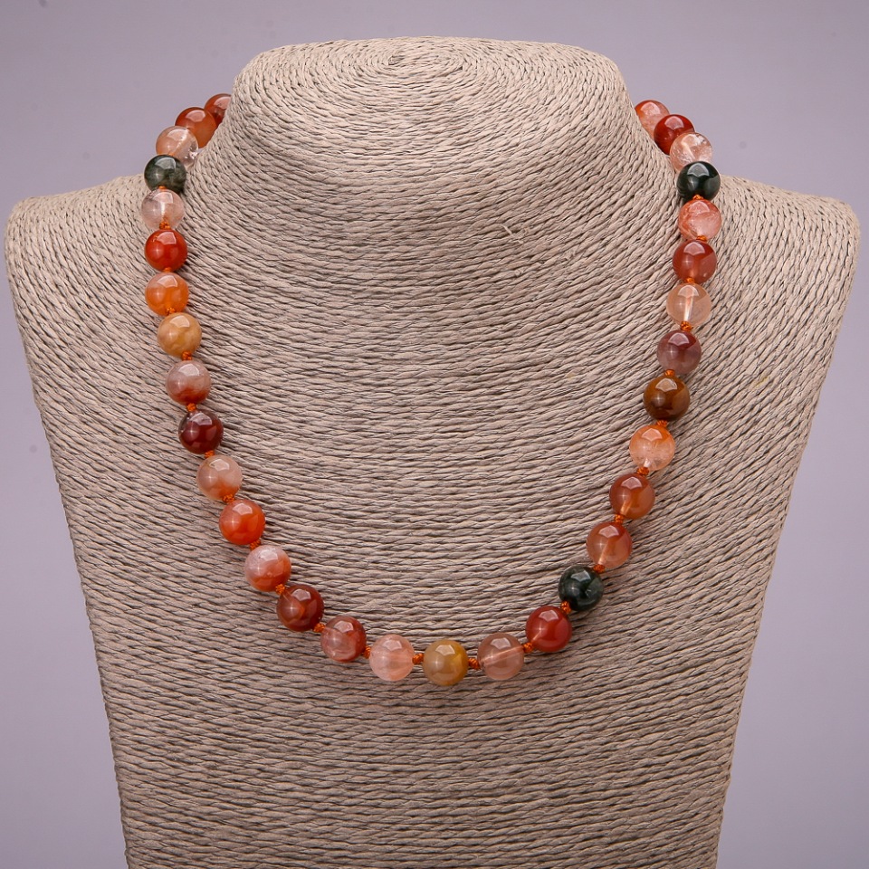 Rutile Quartz Beads Necklace, Assorted, Smooth Beads, Diameter ~10 mm, Length 45 cm