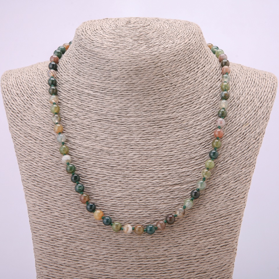 Natural Jasper Necklace with Smooth Beads, 6(±)mm diameter, 48 cm length
