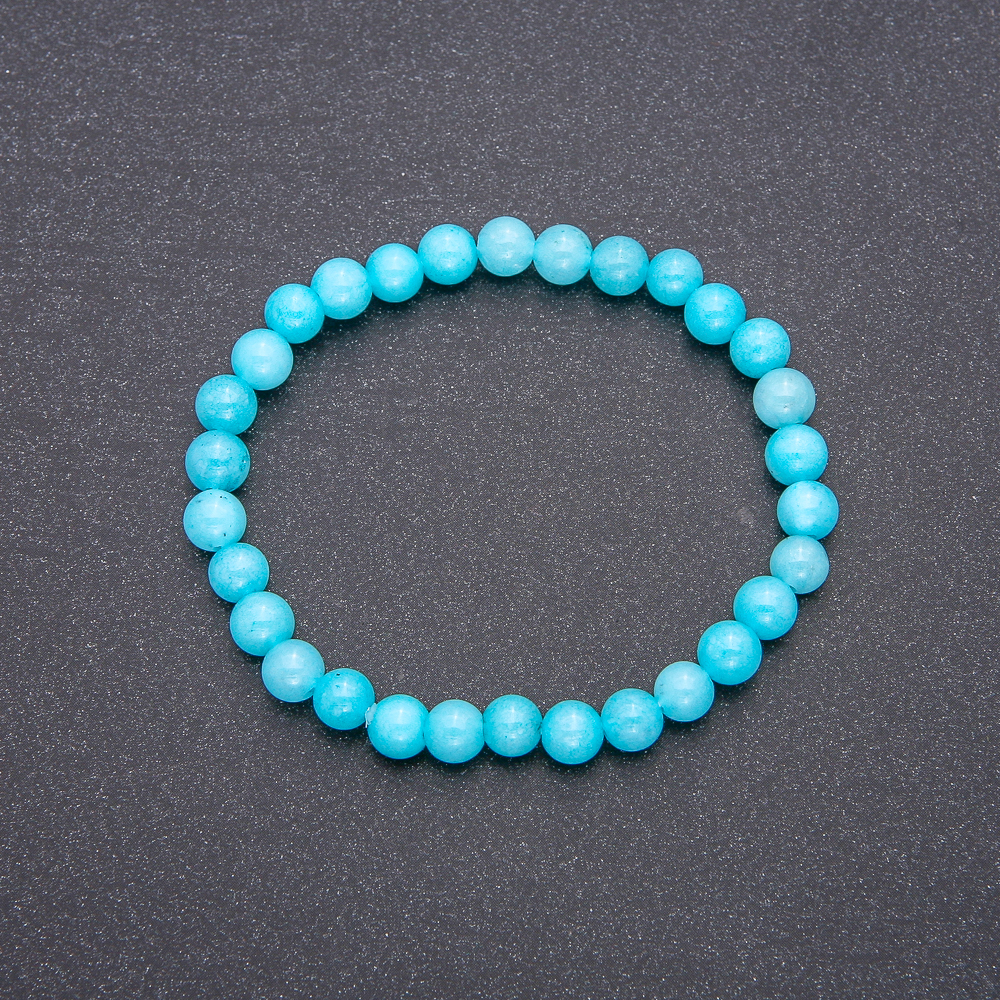 Aquamarine bracelet on elastic cord, smooth bead, 6 mm diameter, 18 cm circumference