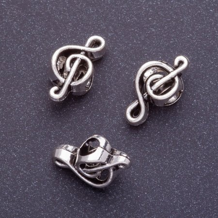 Pandora bead insert - treble clef, length 18mm, inner diameter 4mm, color silver, packaging 20 g +/- 11 pcs