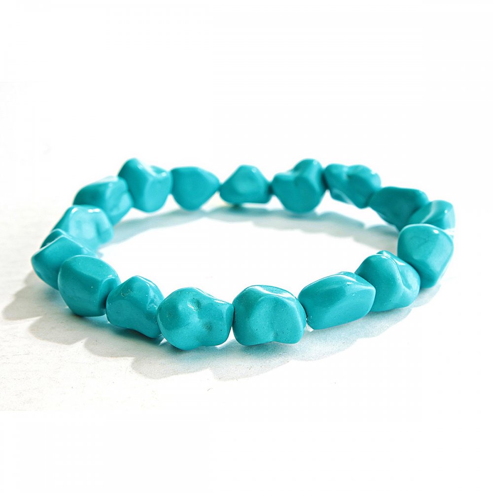 Elastic Bracelet with Blue Turquoise "Tumbling"