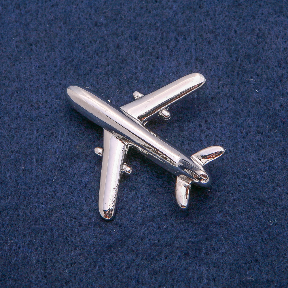 Brooch Airplane Silver Metal 40x39 mm