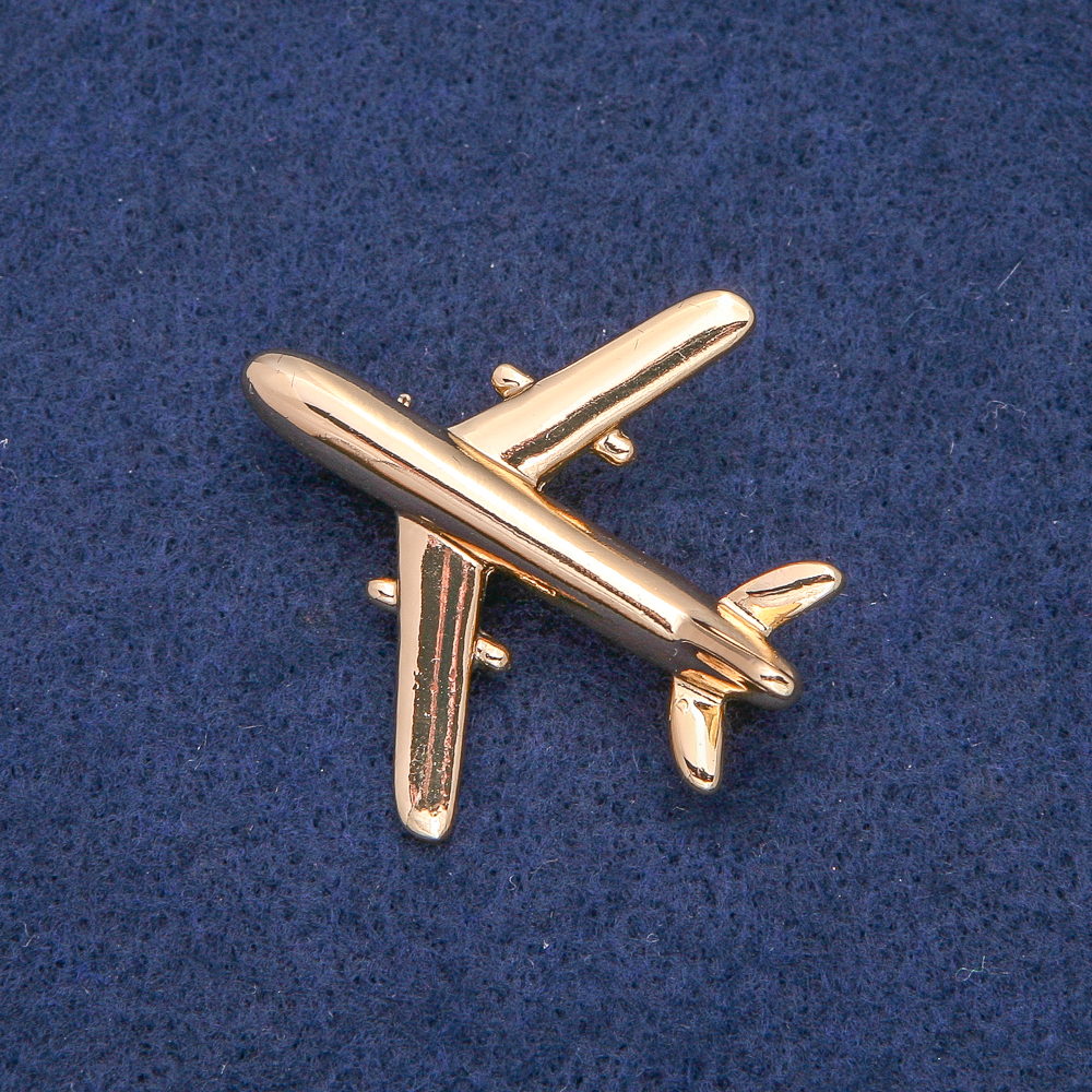Gold-toned Metal Airplane Brooch 40x39 mm