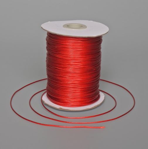 Red Waxed Cord, 1.2 mm Diameter, 150 m Length