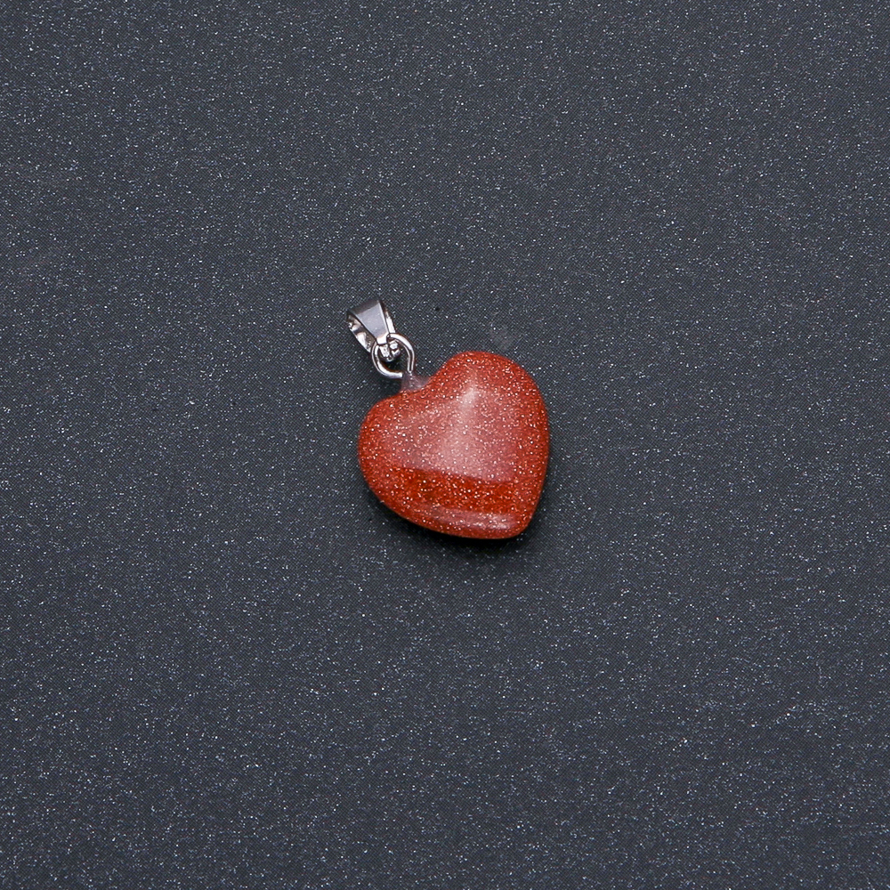 Heart Pendant natural gemstone Aventurine 'Golden Sand' 14x14x22mm (+-)