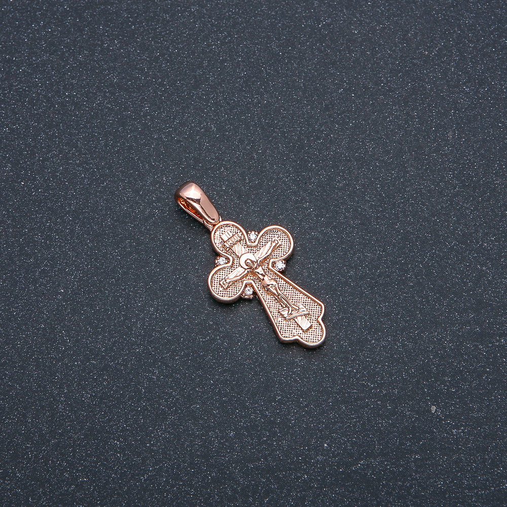 Cross Pendant Xuping 18k Gold Plating with White Crystals 32x26x15 mm +