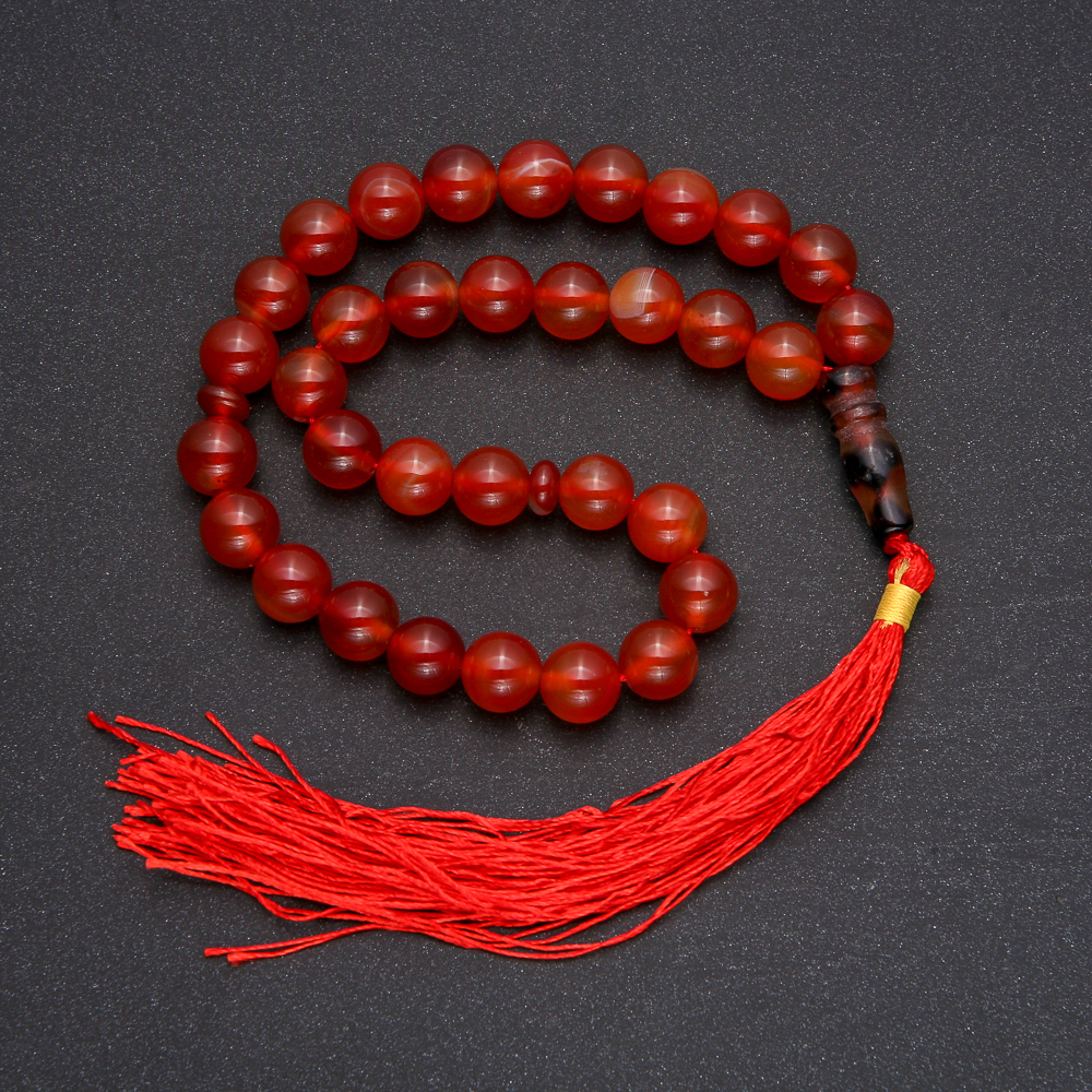Carnelian natural stone beads, 33 beads, smooth round spheres, diameter 10 mm ±, carnelian inlay