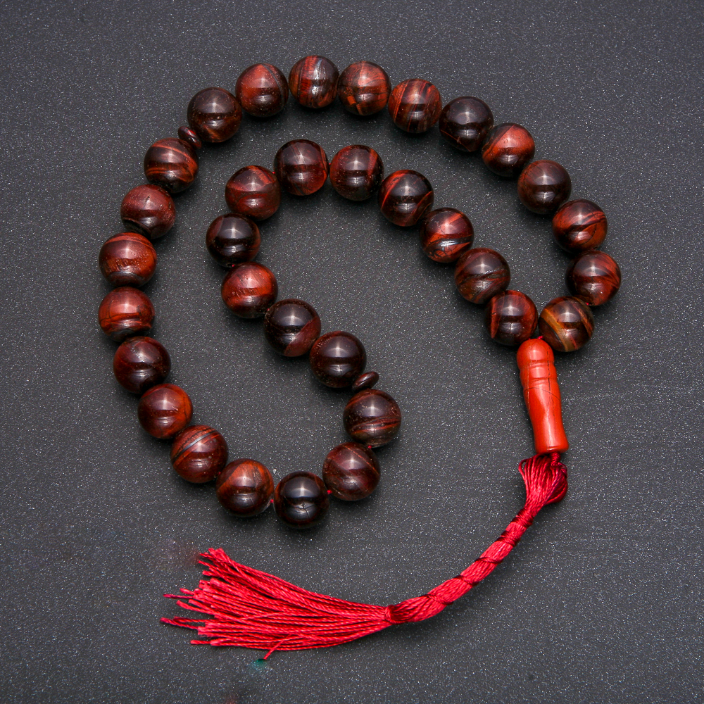 Bull's Eye natural stone prayer beads, 33 Beads, smooth bead, diameter 12mm+