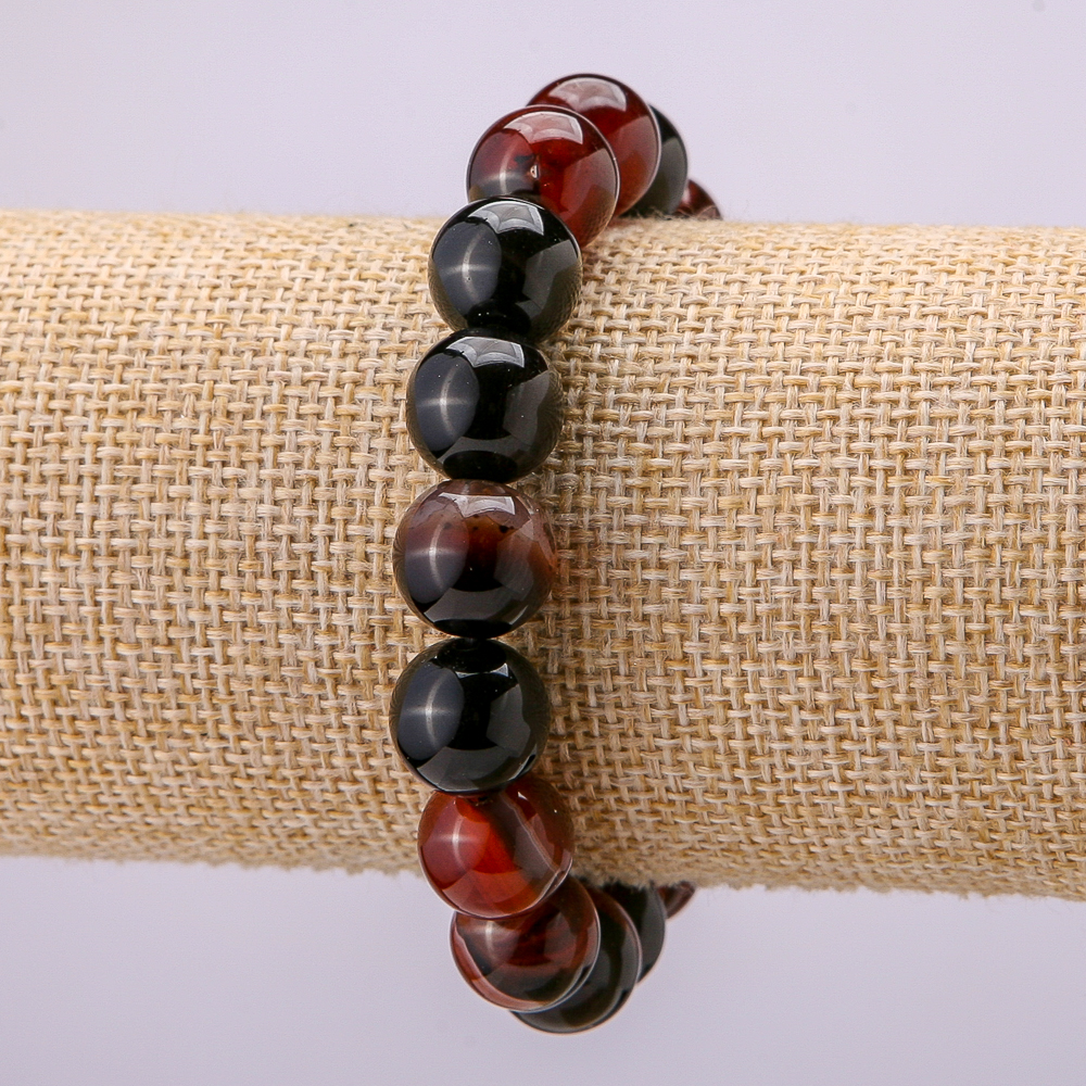 Elastic bracelet made of natural carnelian, smooth bead, 12 mm diameter, 18 cm circumference +