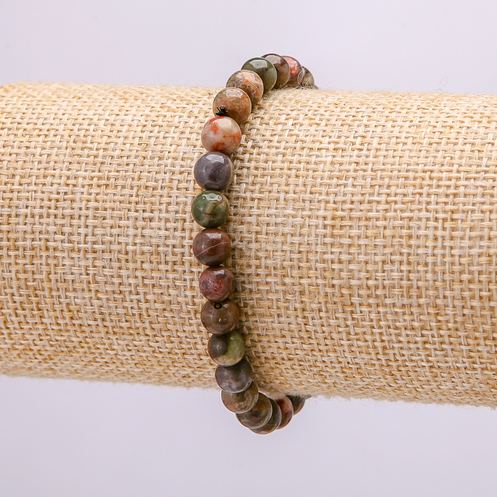 Picasso Jasper elastic bracelet, natural stone, 18 cm circumference, smooth bead, 6 mm diameter +