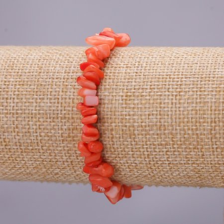 Toned mother-of-pearl bracelet on elastic, chip beads, 7 mm diameter (+/-), 18 cm length