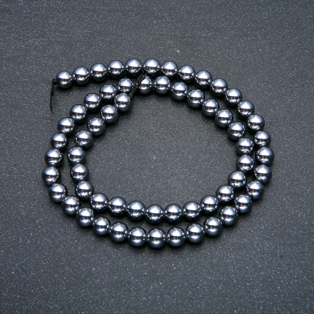 Terahertz Beads on Thread, Smooth Ball, 8 mm Diameter +/-, Length 39 cm