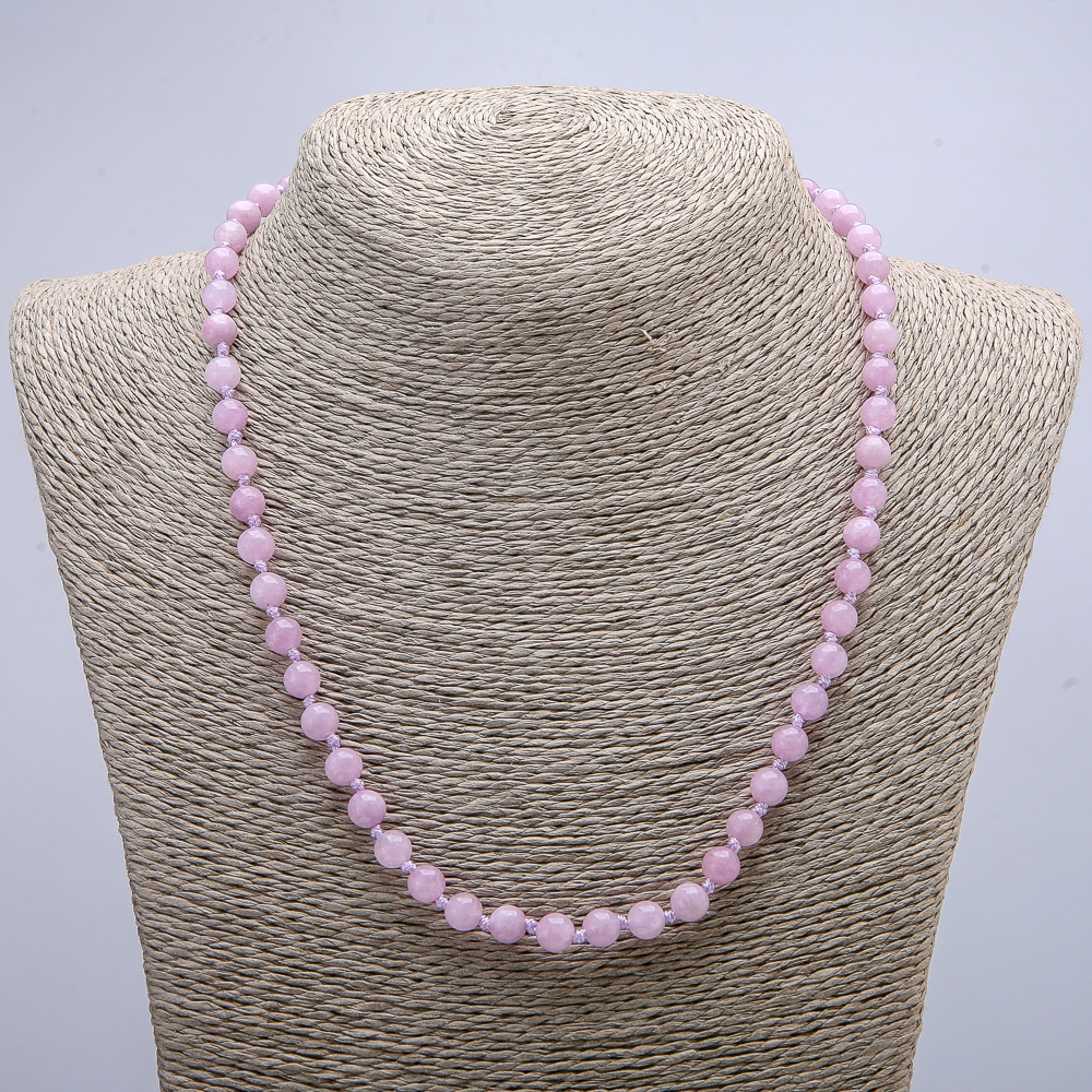 Natural Kunzite Necklace with Smooth Bead, 6(±)mm Diameter, 46 cm+