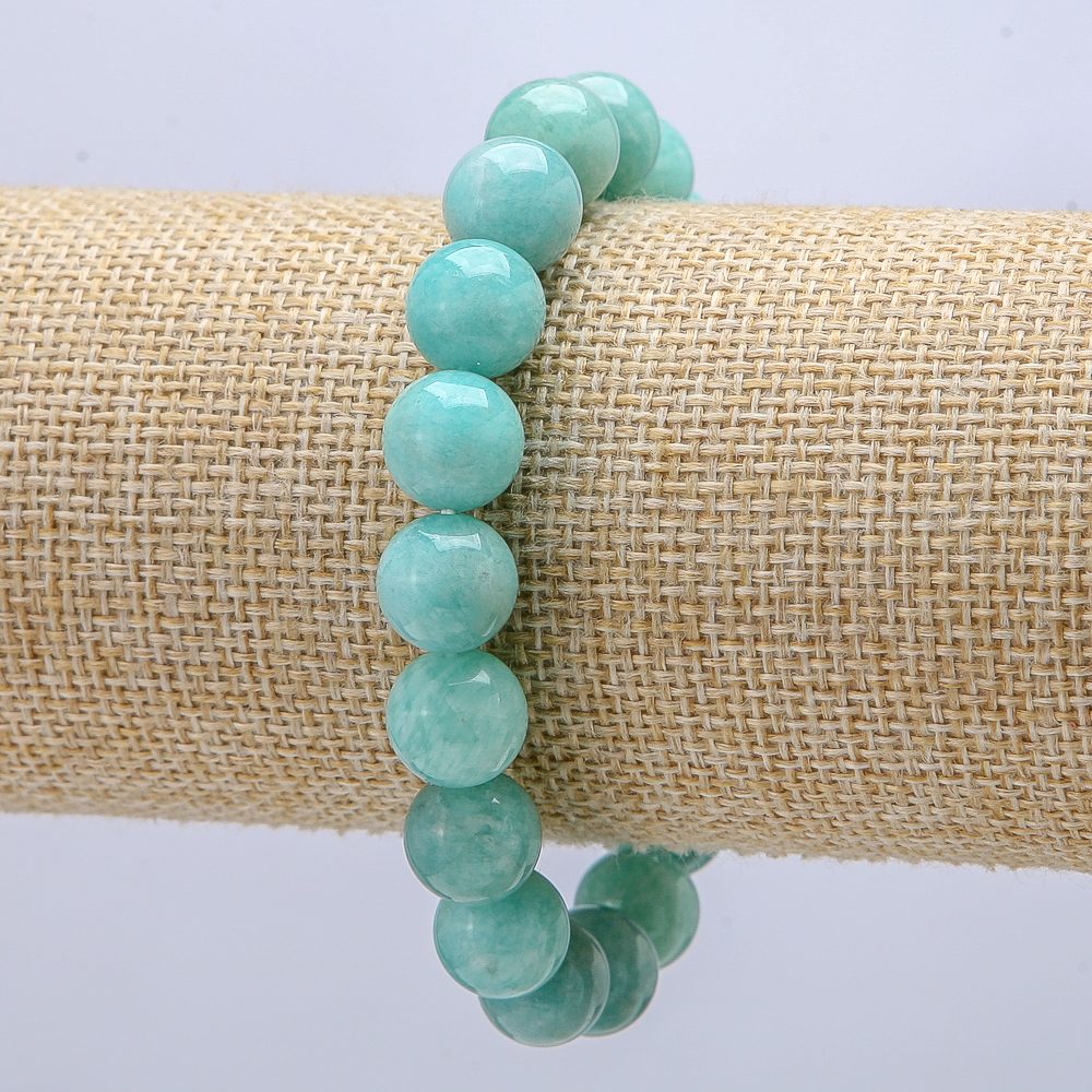 Elastic bracelet made of natural amazonite, 10 mm diameter, 18 cm long