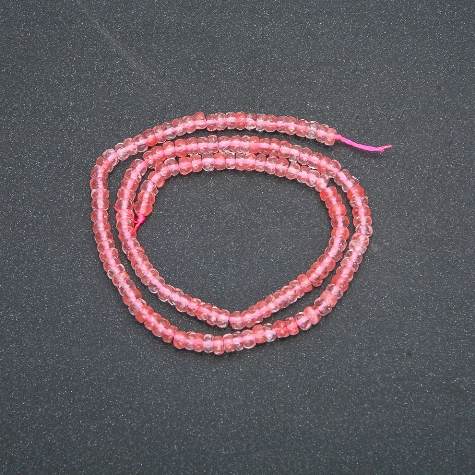 Natural stone bead strand - faceted chalcedony rondel, 4x2.5 mm diameter, length 39 cm +