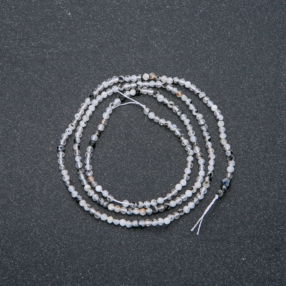 Thread of natural Adularia, faceted beads, 2 mm diameter, 40 cm length