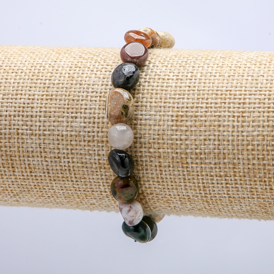 Elastic bracelet with natural jasper (tumbled) beads, bead diameter 8x10mm, circumference 18cm +