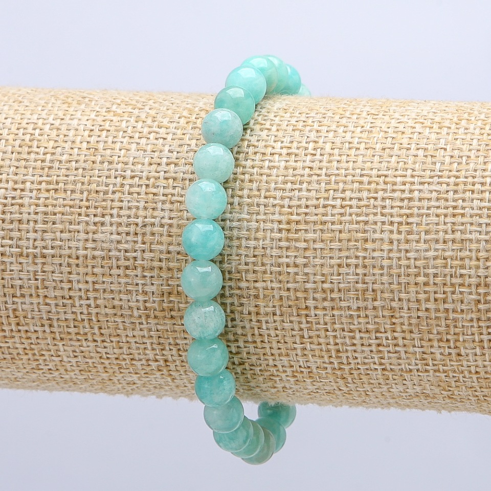 Elastic bracelet with natural amazonite, smooth bead, 6 mm diameter, 18 cm circumference +
